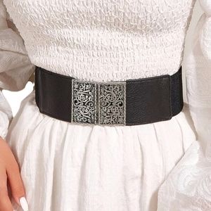Metal Scroll Buckle Wide Width Belt